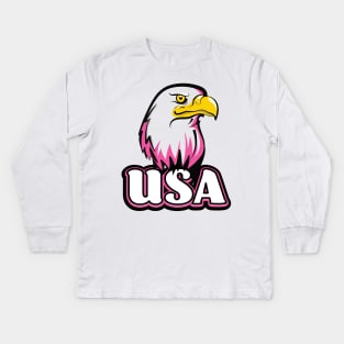 USA Bald Eagle Kids Long Sleeve T-Shirt